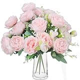 ZGTS 3 Bunches Peony Artificial Flowers Silk Peonies Bouquets Pink Flowers for table Centerpieces Floral Arrangement Faux Flower for Home Kitchen Garden Party Wedding Decoration (Pink)