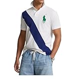 POLO RALPH LAUREN Men's Custom Slim Fit Big Pony Mesh Polo Shirt, White/Fall Royal, XXL