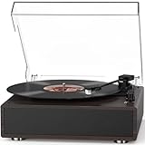 Record Player Built-in Stereo Speakers Vintage Turntable for Vinyl Records Bluetooth Retro LP Phonograph All-in-one High Fidelity AT-3600L MM Cartridge 3 Speed Belt-Driven Phono Audio