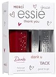 essie Nail Polish Kit Thank You Red and Fast Drying Clear Top Coat Gift Set, 150 ml, Red Clear, 3600531595043