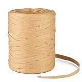 KINGLAKE 200m Brown Raffia Ribbon for Gift Wrapping, Natural Paper Ribbon, Raffia Yarn Brown Twine String for Crafts, Halloween Christmas Decorations, Packing, Florist, Crocheting, Gardening