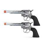 Lizzy Silver cowboy pistol toy 19cm – fancy dress costume accessory with decorated barrel & wood effect handle – perfect for kids & adults Wild West, cowboy, sheriff or Western outfits (02, Silver)