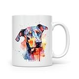 Anonymous Gifting Doberman Dog Watercolour Print Mug - Beautiful Glossy Printed Mug -