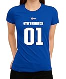 GYN Tønikson 01 Island Flag Funny Viking Fun Motif with Nordic Humour Women's T-Shirt, blue, M