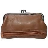 Leather Ladies Clasp Coin Purse by Oakridge 4 Colours Zipped Section Handy