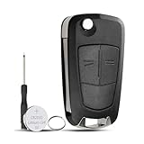 2 Buttons For Vauxhall Corsa D Key Fob Replacement Key Case Cover For Opel Vauxhall Astra Vectra Zafira Signum Meriva Corsa Key Cover with Battery CR2032 Ring Screwdriver