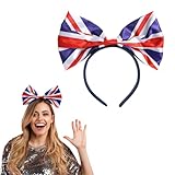 dinghaole Union Jack Bow Headband, England Flag Bow Headdress Headband, Perfect for the Kings Coronation, British Events and Other Fancy Dress Events, for Women and Girls Celebrating National Event