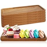 WOPPLXY 6 PCS Acacia Wooden Serving Platter Tray - 28 x 10CM Rectangle Wood Serving Boards for Food, Appetizer, Decor