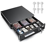 Tera 13" Cash Register Drawer Box with 6 keys 3 Bill 6 Coin Cash Tray 35.6 x 33 x 9 cm for Point of Sale (POS) System Removable Coin Compartment 12V RJ12 Key-Lock Media Slot for Stores Businesses 330R