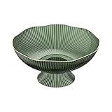 LOVIVER Plastic Decorative Pedestal Bowl,Dessert Display Stand Dish Holder,Snacks Fruit Basket Bowl for Farmhouse Kitchen Breads Snacks Home Ornaments, Green
