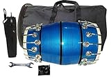 Huge Basket 1071 - Wooden Musical Dholak Instrument Drum Nuts & Bolt with Full Tool Kit (Dark Sky Blue)