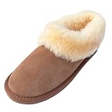 Deluxe Ladies 'Beccy' Rounded Sheepskin Slipper Boot (6, Chestnut)