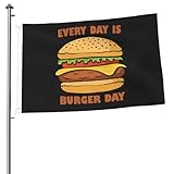 Every Day Is Burger Day Flags for Outside 2x3 Ft Double Sided Heavy Duty Banner Flag for Home Yard Festival Outdoor Garden Decor Welcome Flag
