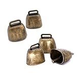 Fatiya 5 pack Grazing Copper Bells, Metal Cow Bells for Dogs, Animal Copper Loud Bronze Bell, Small Brass Bell, for Cow Horse Sheep Cats Small Pets Anti-Theft Accessories (Bronze)