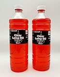 CLEARCRAFT SMOKELESS, ODOURLESS COLOURED LAMP OIL - 2 X 1 LITRE - FREE FUNNEL INCLUDED. (RED)