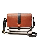 Fossil Women's Kinley Large or Small Crossbody Purse Handbag for Women, Brown Stripe, Small