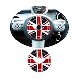 MINI R50 R52 R53 2002–2006 Steering Wheel Trim, Steering Wheel Center Cap for Mini Cooper One/S/JCW R Series R50 R52 R53 2002–2006(Union Jack Red/Black)