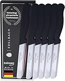 Edelbach Solingen Kitchen Knife Set | Breakfast Knife with Fine Cut | Ultrasonic Knife Set Made in Germany | Table Knife, Butter Knife, Bread Knife, Bread Knife, Knife Set (6 x Black)