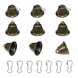 Gad2go 30 Pieces Vintage Jingle Bells 38mm Small Craft Vintage Bell with Spring Hook for Making Hanging Wind Chimes DIY Crafts Dog Pet Wedding Christmas Decor,Bronze (38x38x37mm)