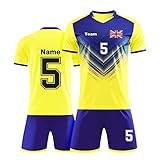 Personalised Football Kit for Kids Adults Custom Football Shirt Short Men Women with Name Number Team Logo (Yellow)