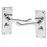 HANDLESTORE Victorian Scroll Bathroom Door Handles – Polished Chrome Lever Handle with Thumbturn Lock & Backplate – Privacy Internal Door Handles with Screws
