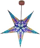 YEPSIO Paper Star Lantern Lampshade Ceiling Light Shades Large 60cm Star Hanging Decorations for Christmas Wedding Home Decoration Party Glitter Blue PB 001Y