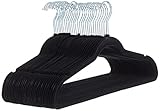 Amazon Basics Slim Velvet Non-Slip Suit Hangers - 30-Pack, Black/Silver