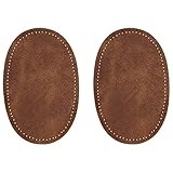 ZUPAYIPA 2Pcs Sew-On Fabric Oval Elbow Knee Patches Sweater Trousers Repair Patches Craft Supply Sewing Appliques (Pu Leather，Coffee)