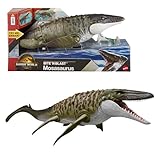 ​Mattel Jurassic World Rebirth Bite N Blast Mosasaurus Action Figure & Mini Dilophosaurus, Wide Jaw Dinosaur Toy, Movie-Accurate Posable, Digital Play, JJP80