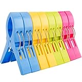 8 Pcs Colorful Beach Towel Clips, Large Plastic Laundry Clip Clothes Pegs for Sunbeds Sun Loungers, Blankets, Pool Chairs, Cruise Keep Your Towel from Blowing Away 4 Bright Colors