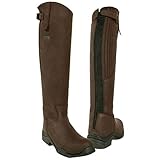 Toggi Calgary Long Leather Boots Plain Broad One Leg Length Brown 36