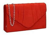 Swanky Swans Women's Iggy Suede Velvet Envelope Party Prom Clutch Bag Clutch Orange (Scarlet) ,5x13x22 cm (W x H x L)