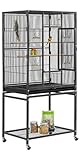 Yaheetech Large Budgie Cage Metal Bird Cage with Stand Rolling Parrot Cage for Cockatiels African Grey Conures Parakeets Lovebird Finch Canary Bird Flight Cage for Small Pet Animal
