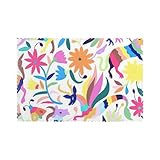 Mexican Otomi Animals Printing Durable Placemats Heat-Resistant 12x18in 6-Piece Perfect For Family Meals & Event Table Settings
