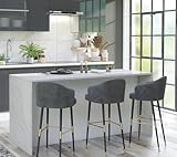 Furneo Kitchen Island with Storage – White Marble & Grey Stone Effect Breakfast Bar