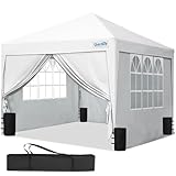 Quictent Pop Up Canopy Gazebo with Removable Sidewalls, Adjustable Height Event Shelter, 3x3m (10x10ft) Portable Tent for Garden Party, Camping, White
