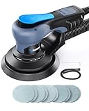 RAYBAO Electric 5.0mm Random Orbital Sander - Brushless 350W - Orbital Sander 150mm Plate - Low Vibration - 6 Variable Speed (MAX 10000RPM) for Wood/Car Polishing Sanding, 10 Sanding Discs
