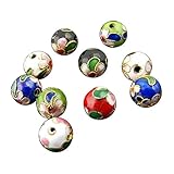30 Pieces Mixed Color Round Cloisonne Beads for Jewelry Making Craft Accessories