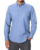 siliteelon Men's Oxford Shirts Long Sleeve Blue Button Down Business Smart Casual Work Formal Fashion Regular Fit Dress Shirts 2XL