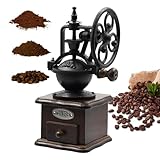 BSDLZCH Manual Coffee Grinder Vintage Style Small Wooden Coffee Bean Grinder Roller Grain Mill Hand Crank for French Press, aeropress, Espresso, Moka pots(Brown)