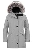 Wantdo Women's Winter Warm Puffer Jacket Water Resistant Outdoor Jackets Cotton Padded Outerwear Coat Faux Fur Hood Coats Grey M