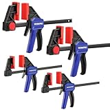 WORKPRO 4-Piece Clamps for Woodworking, 150 mm x2 & 120 mm x2, One-Handed Clamp/Spreader, Wood Clamps Set, Light-Duty Quick-Change F Clamp 23/68 kg