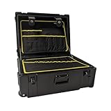 Challenger Guardian Rotomoulded Tool Case | Heavy Duty, Water Resistant, Padlockable Storage Box with Wheels | Dual Tool Organiser Inserts, Extendable Handle | Power Tool & Small Tools Storage