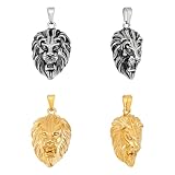 UNICRAFTALE about 4Pcs 2 Colors Lion Head Charms Gold Lion Charms Animal Antique Silver Pendants 304 Stainless Steel Pendants Necklace Pendant King Jewelry Accessory for DIY Crafts Jewelry Making