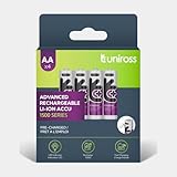 Uniross Rechargeable AA Lithium Batteries (4-Pack) - 1.5V, 1400mAh, USB-C Charging - Ideal for Wireless Mice, Keyboards, Remotes, and RC Toys - Long-Lasting