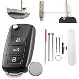 3 Buttons VW Key with Pin Removal Tool For Volkswagen Skoda Seat Golf Jetta Passat Tiguan Polo Octavia Transporter Caddy Touran Sharan MK6 Scirocco B5 Leon Bettle CR2032 Battery