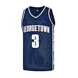 Men's #3 Georgetown Collegiate Athletic Embroidered Retro Basketball Jersey, Blue, Large