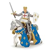 Papo - Saint Louis and Horse Figurine - Historical Toy for Kids Age 3+ - Hand Painted Medieval King of France Model - Capetian Dynasty Figure - 14 x 8 x 15 cm - Middle Ages Collection - 39841