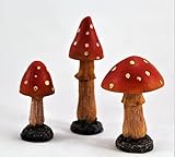 HH Home Hut Mushroom set of 3 Garden Ornaments Realistic Toadstools Ideal for Outdoor Fairy Gardens