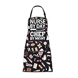 ENSIANTH Nurse Aprons For Women with Pockets Nurse By Day Chef By Night Nurse Chef Cooking Kitchen Apron Nurse Appreciation Gifts (25111 Nurse Apron)